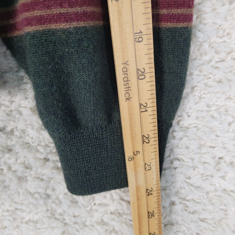 Vintage Brooks Brothers Sweater Men's M* 1/4 Zip 100% Merino Wool Green Striped - Picture 6 of 8